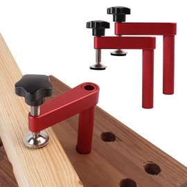 TRUTOPWAY 2 Pack 3/4"(19mm) Stable Fast Hold Bench Dog Hole Clamps,Adjustable Aluminum Table Clamp for 3/4 inch Dog Hole,Woodworking Quick Clamping for MFT Table with Protective Pads