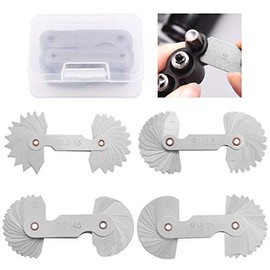 Rustark 4 Pcs Metric Radius Gauge Stainless Metal External and Internal Arc Fillet Concave Convex Measuring Tool Set Including R0.3-1.5/ R1-6.5/ R7-14.5/ R15-25