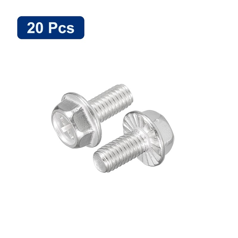 sourcing map Pack of 20 Phillips Hexagonal Flange Bolts M6