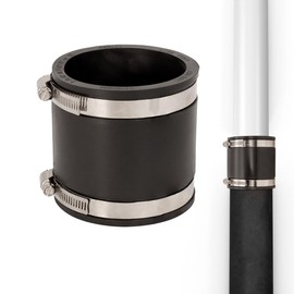 Fernco P1056-3/250 3-in. x 2.5-in. Cast Iron, Plastic and Steel Pipe Flexible Reducer Coupling Connector Adapter in Black