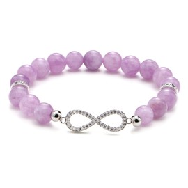 Lepida Infinity Symbol Pendant Women's Bracelet 8mm Purple Quartz Beaded Bracelets for Women, Purple