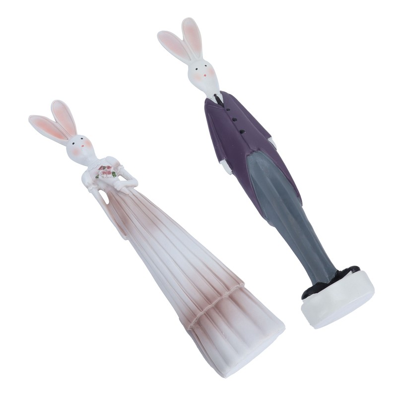 1 Pair Rabbit Ornament Innovative Resin Couple Rabbits Figurine Wedding