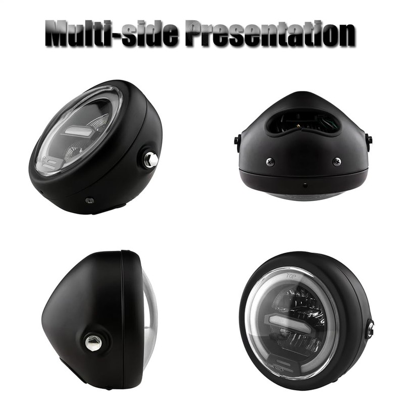 kucehiup 6.5 Inches Round Motorcycle LED Headlight with Brackets Assembly
