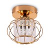 Mini Crystal Chandelier Flush Mount Crystal Ceiling Lighting Iron Cage
