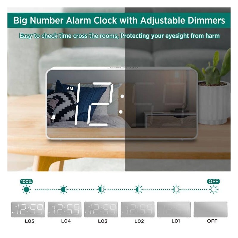 Peakeep Digital Clock, Alarm Clock Battery Backup Powered for Bedrooms