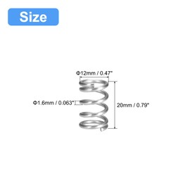 QUARKZMAN Pack of 5 Compression Springs, 304 Stainless Steel Springs, Tension Springs, Spring 12 mm AD 1.6 mm, Wire Size 20 mm, Free Length Coil Springs, Coil Springs, Steel Springs, Silver