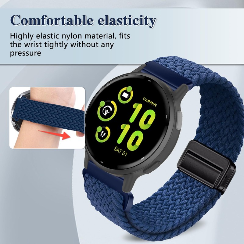 VanHooc 20mm Nylon Band for Garmin Forerunner 70/170 Atlantic Blue