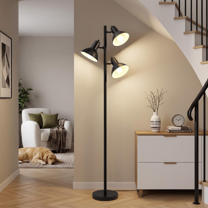 3 Light Floor Lamps for Living Room, 67" Tall Metal