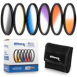 77MM Ultimaxx Professional Six Piece Gradual Color Filter Kit (Orange, Yellow, Blue, Purple, Red, Grey) for Camera Lens with 77MM Filter Thread and Protective Filter Pouch