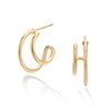 WEARON Double Hoop Earrings for Women Gold Stud 14K Gold