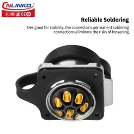 CNLINKO 8 Pin 15Amp Power Industrial Circular Connector, Male Plug & Female Panel Mount Receptacles Socket Jack, Rated 15amp, Outdoor Waterproof IP67, Easy Plug and Pull, AC DC