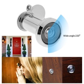 Create idea 2pcs Door Viewer Peephole Barrel Diameter 16mm for Thickness 35mm to 55mm Doors 220° Wide Angle Spy Hole with Privacy Cover for Home Office Hotel Silver