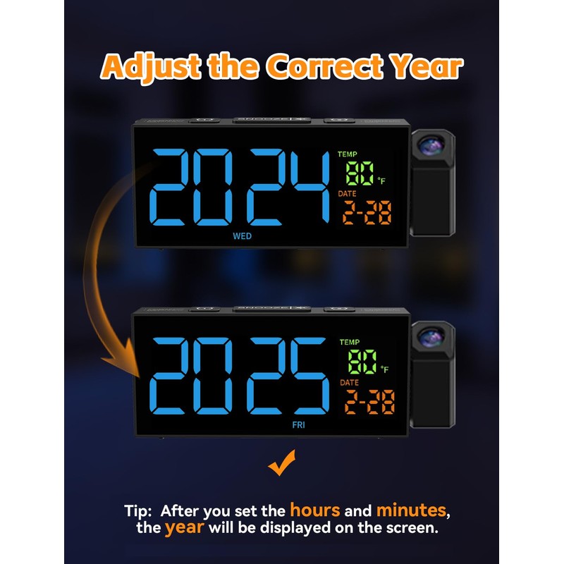 Netzu Projection Clock for Bedroom Ceiling, Alarm Clocks with 180°
