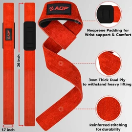 AQF Leder Zughilfen Krafttraining Wildleder | Profi Lifting Straps für Bodybuilding und Weightlifting | Kreuzheben Gurte, Gym Fitness Zughilfen für Frauen und Männer