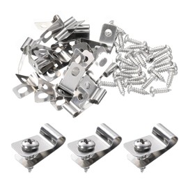 HARFINGTON 30pcs Wire Fence Clips 0.16" Stainless Steel Fence Wire Clamps Agricultural Fencing Mounting Clips with 30pcs Screws for Mounting 12-16 Gauge Wires to Wood Metal or Vinyl Fence