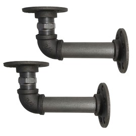 Pipe Bracket - Rustic, Industrial, Heavy Duty 3/4 Inch Pipework Raw Metal (B19) (2)