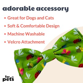 Huxley & Kent Bow Tie for Pets - Garden Party (Large) - Bow Tie Collar Attachment - Fun Bow Ties for Dogs & Cats - Cute, Comfortable, and Durable - H&K