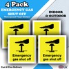 4 Pack - Emergency Gas Shut Off Sticker - Gas