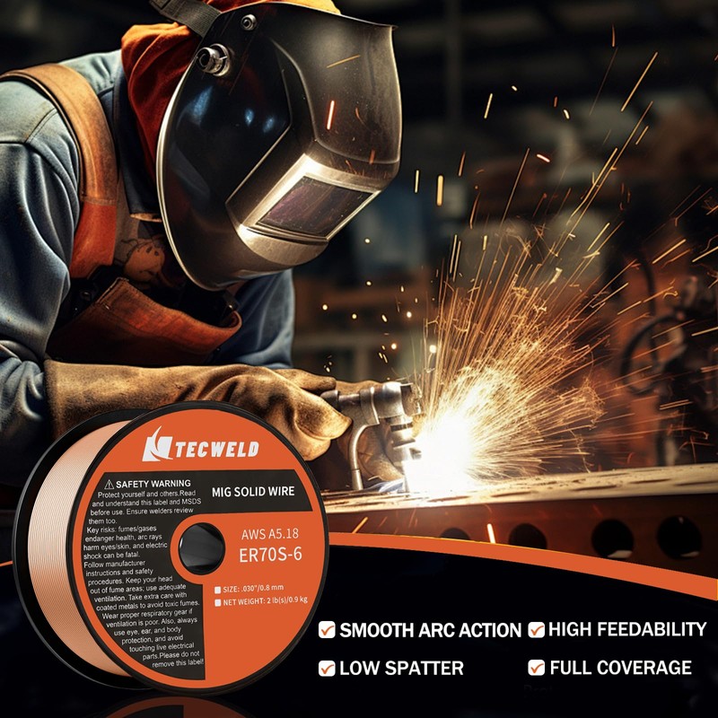 TECWELD Solid MIG Welding Wire ER70S-6 0.30 Inch 2LB Spool