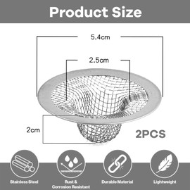 Nayyana 2 Small Drain Mesh Baskets Bathroom Sink Strainers Drain Hair Catcher for Laundry Mop Sink Drain Slop RV Sink Stainless Steel Drain Filter