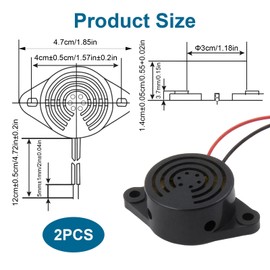 Electronic Buzzer, DC 3 V 12 V 24 V Mini Active Piezo Buzzer 95 dB Electronic Components Summer Sound Alarm Ringer Continuous Tone for Versatile Applications Speed Camera Warner Radar Detector Pack of