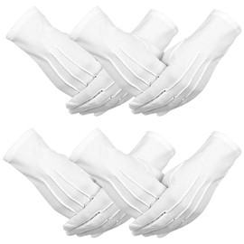 KIRZAX 4 Pairs Elegant White Cotton Gloves with Press Stud Fastening for Tuxedo Ceremony Team Uniforms and Santa Claus