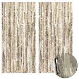 Samcos Tassel Curtains, Glitter, For Events, Glamorous Decoration, 39.4 x 78.7 inches (100 x 200 cm), Set of 2, Party Decoration, Colorful Shiny, Birthday, Wedding, Stage, Space Decoration, Photo