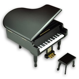 BinkeGG Black Wooden Wind up Grand Piano Music Box with Sankyo Musical Mechanism Tune: Once Upon a December