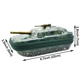 Maydahui Camo Pencil Case Large Capacity Tank Shape Pen Pouch Holder Compartments Organizer Pencil Bag Stationery Box Waterproof EVA Camouflage Green