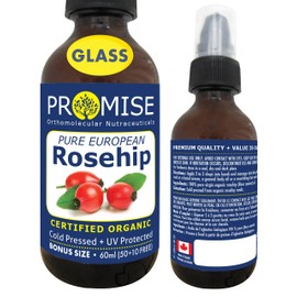 60ml ORGANIC PURE ROSEHIP Oil 100% Pure Certified For Moisturizes, Nourishes and Soothes dry skin, Made in Canada, Hexane-Free (60ml)