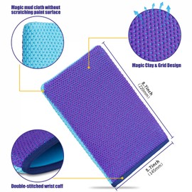 WEST HORSE Auto Detailing Clay Bar Mitt, Detailing Clay Mitt for Paint, Glass, Wheels, Car’s Paint Claying, Paint Prep for Wax, Polish and Sealant (8.7in. x 5.7in, Purple)