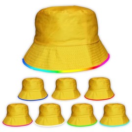 Original Light Up Bucket Hat - Futuristic Neon Rave Accessory & Festival Outfit - LED Bucket Hat for Men and Women (Yellow, GEN 2)