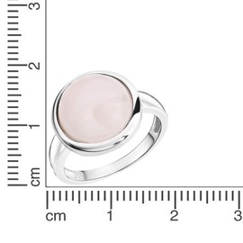 Zeeme Gemstones 360271735 Women's Ring 925 Sterling Silver Rhodium-Plated Rose Quartz White, Sterling Silver, Quartz
