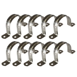 AKIHISA Pipe Clamps, 10 Pcs U Tube Strap Clamp, 304 Stainless Steel 2 Hole Pipe Bracket, ID 1 7/9Inch(45mm)