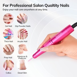 Lavinda Professional Nail Drill 35000 RPM, Cordless Rechargeable Electric Nail File for Acrylic Gel Nails, Efile Nail Drill Machine for Home and Salon Use (Viva Magenta)