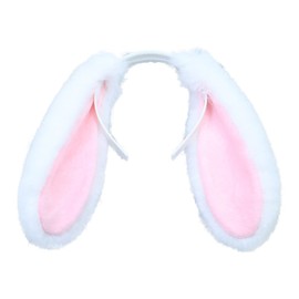 Faylay Bunny Ear Women Rabbit Animal Ears Furry Headband Party Accessories (LZTECE-white)