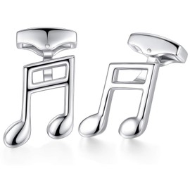 HONEY BEAR Men's Wedding Music Note Quaver Cufflinks Stainless Steel Cuff Links Silver Reusable, Copper, No Gemstone