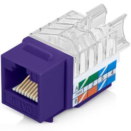 Everest Media Solutions 45° Angled CAT6 Keystone Jack in Purple - Slim Profile RJ45 Ethernet Connector - Compatible with 45° Angled Speed Termination Tool - 45Term (B0BL3GS7ZY) - 20-Pack