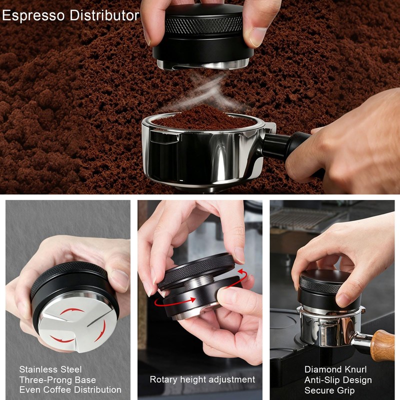 6 PCS Espresso Tools Set,Espresso Tamper,Coffee Distributor,Puck Screen,Dosing Funnel,Coffee Brush
