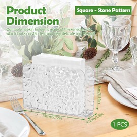 LELE LIFE Acrylic Napkin Holder for Table, Crystal Clear Cocktail Napkin Holder for Kitchen Dinner Christmas, Modern Paper Napkin Holder Dispenser (Stone Pattern)