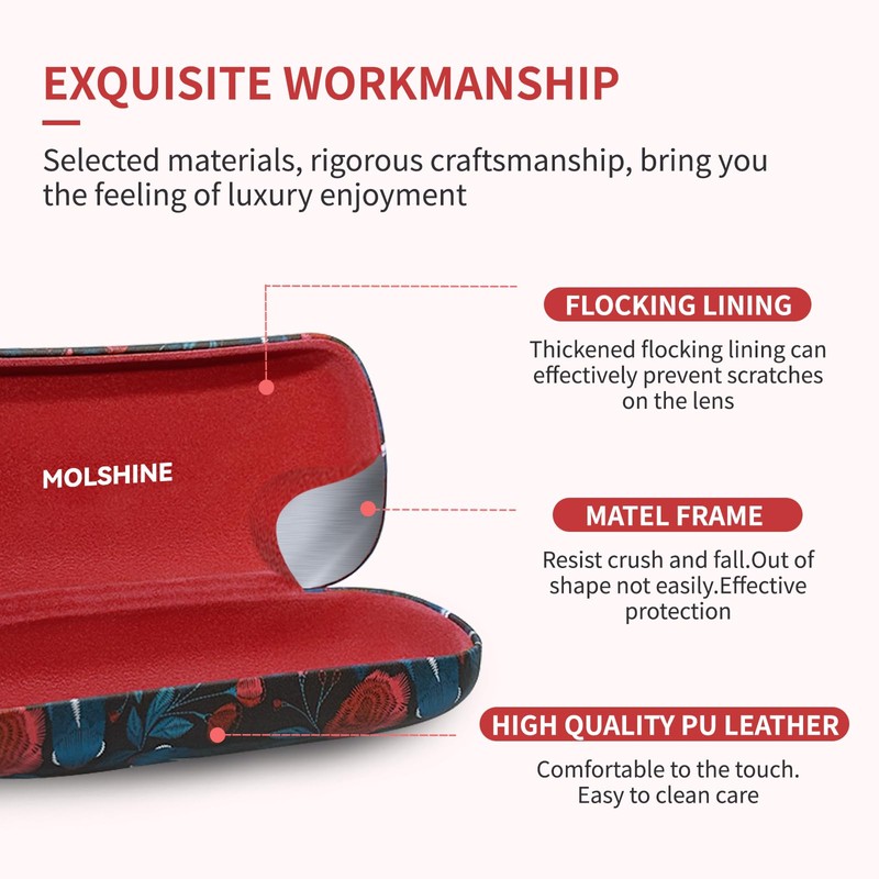 molshine Hard Shell Sunglasses Case, Classic Large Glasses Case for