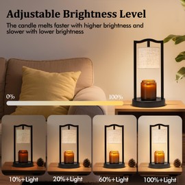 GyroVu Candle Warmer Lamp with Timer, 3-Level Dimmable Electric Candle Lamp with Linen Shade, 50W Wax Melt Warmer for Scented Wax, Gift for Women,Mom,House Warming & Home Decor