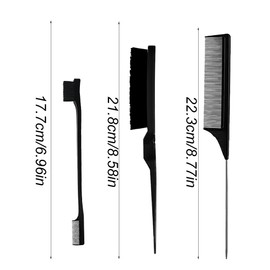 Hair Brush Set, 3-Piece Hair Comb, Styling Comb, Hair Edge Brush, Rat Tail Comb, Bristle Haircut Hair Comb, Double Sided Edge Brush