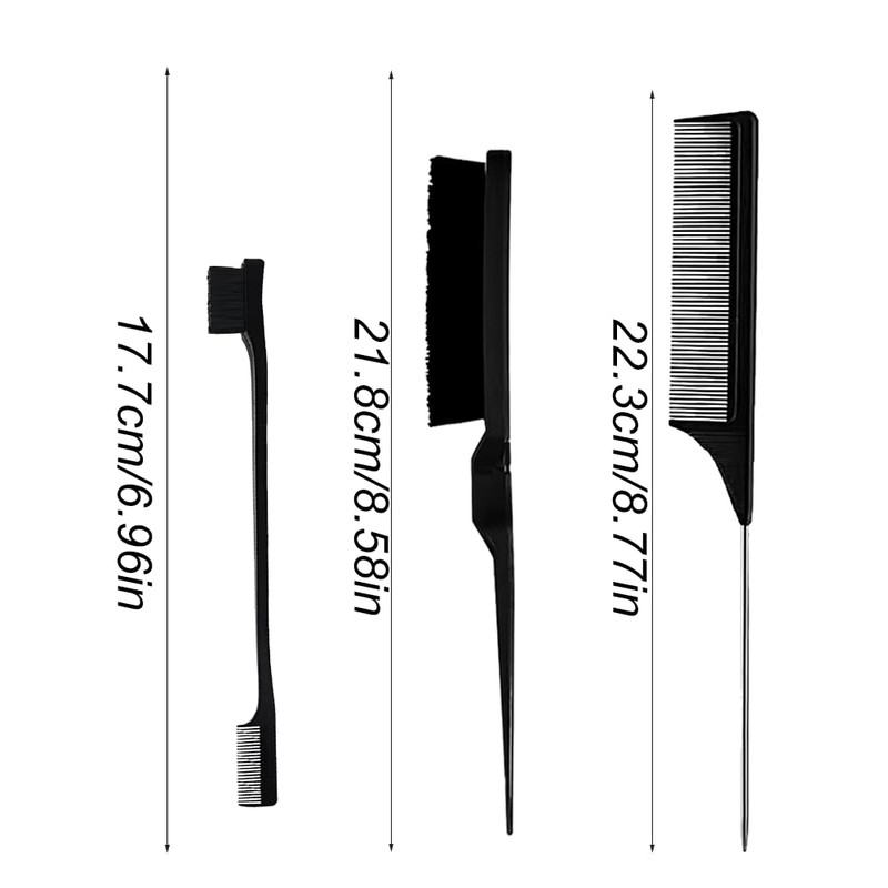 Hair Brush Set, 3-Piece Hair Comb, Styling Comb, Hair Edge