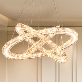 diisunbihuo Modern LED Chandeliers Crystal Chandeliers Ceiling Light Three Rings Pendant Light with Acrylic for Bedroom Dinning Room Hallway(Warm White 30/40/50)