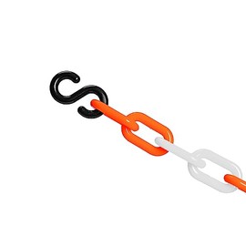 Plastic decorative safety security chain 10FT, Crowd Control Center (WHT/ORG+SHOOKS)