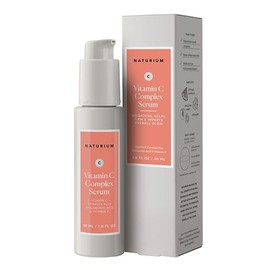 Naturium Suero Facial Complejo de Vitamina C, Tratamiento Facial Antienvejecimiento con Ácido Hialurónico y Vitamina E, 1 onza