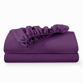 Bare Home 2-Pack Fitted Bottom Sheets Twin XL - Premium 1800 Ultra-Soft Wrinkle Resistant Microfiber - Deep Pocket (Twin XL, Plum)