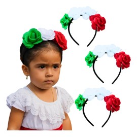 6 Diadema Flor Tricolor Fiestas Patrias Septiembre Mexicana Color Multicolor
