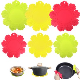 Set of 6 Silicone Trivet Mat, Multipurpose Non Slip Heat Resistant for Hot Dishes, Hot Pots and Pans, Pot Holder, Hot Pad, Dining Table Kitchen Countertops Tablecloth Protection, 6.1/7.5 Inch